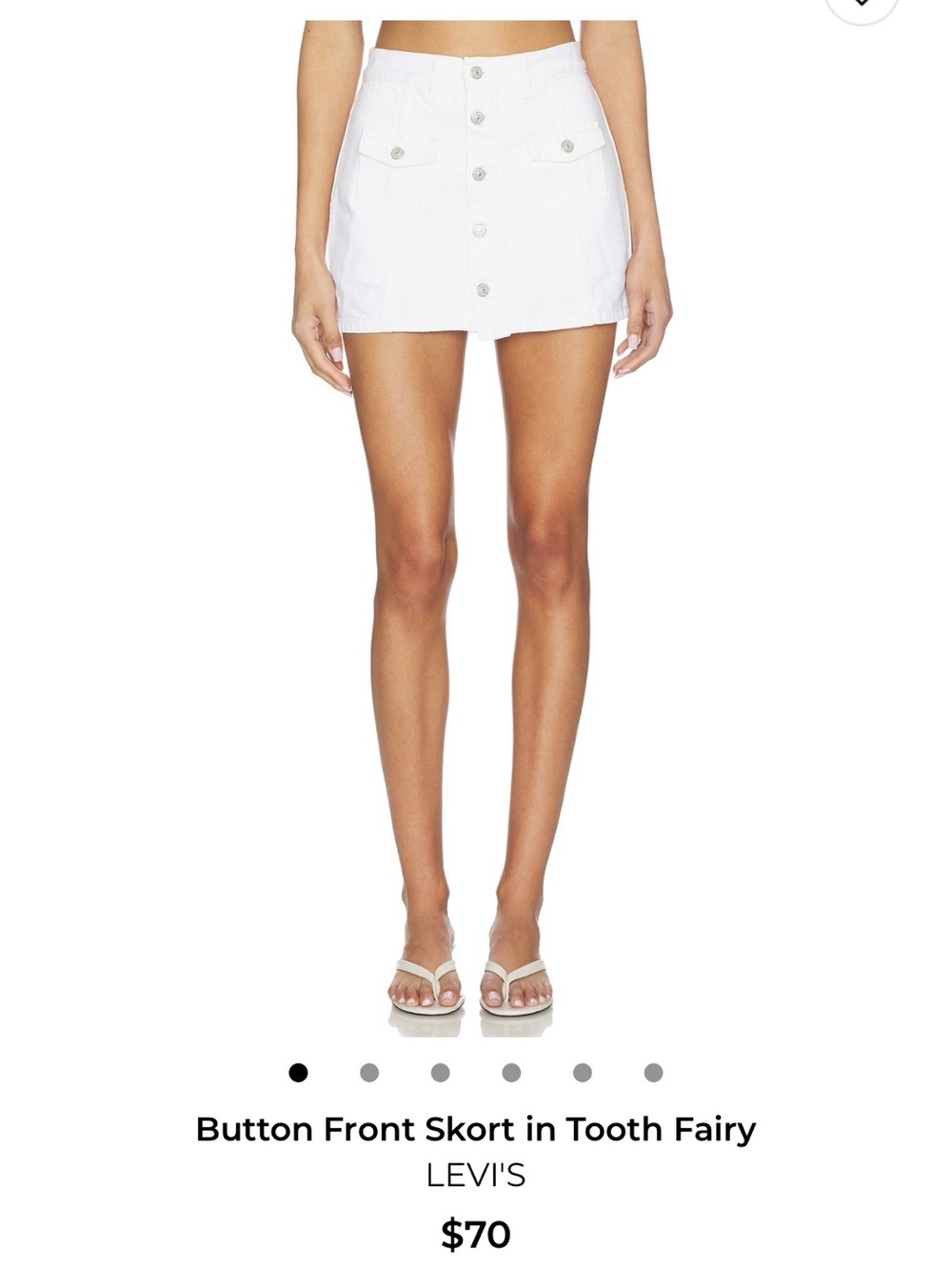 Levi's White Button-Front Mini Skort with Flap Pockets